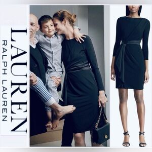 NWT!! Ralph Lauren Elegant Black Long Sleeve Dress - size 12